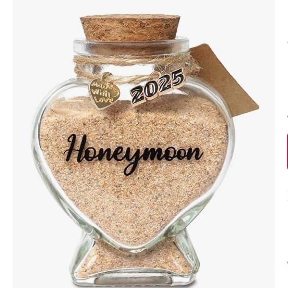 Heart-Shaped Glass Jar with Sand and Cork Lid